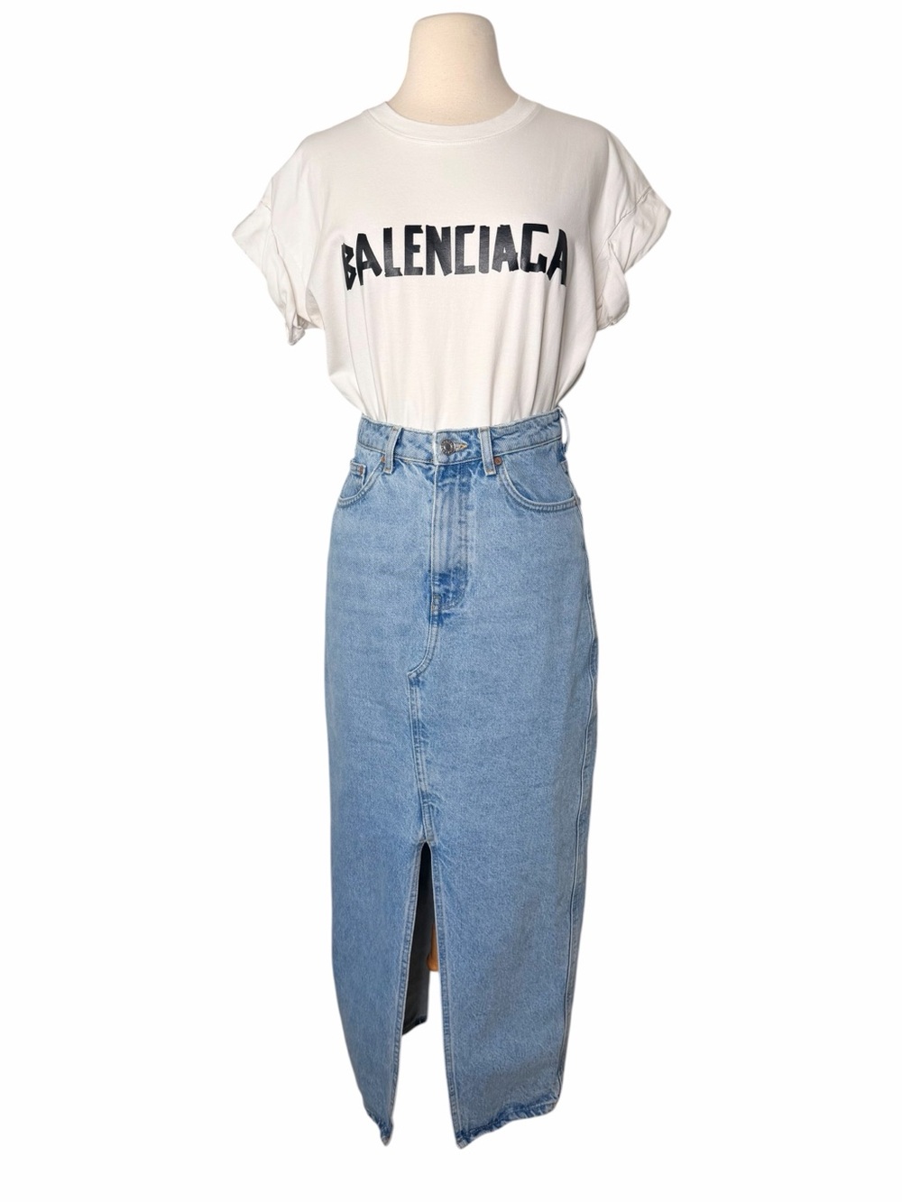 Mango High Waisted Denim Skirt . - Picture 2 of 8